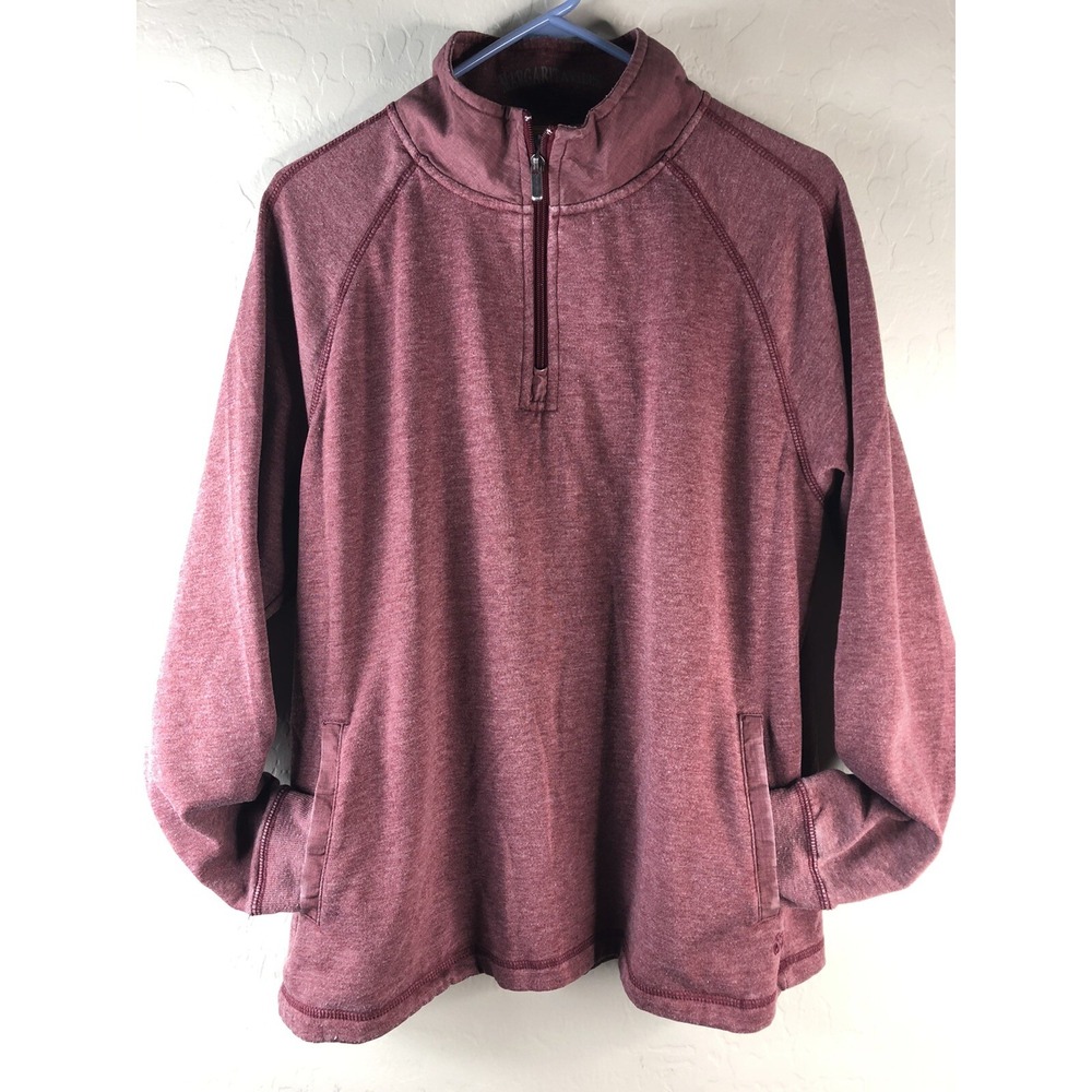 MARGARITAVILLE Mens M Quarter Zip Red Maroon Pullover Athletic‎ Sweater